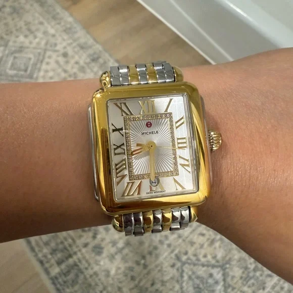 Michele Two-Tone Gold and Silver Watch - Picture 7 of 8